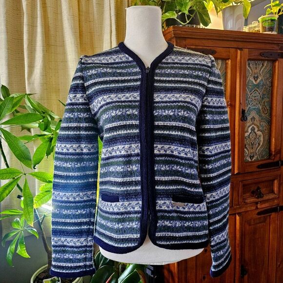 Vintage Hammerschmid 100% Wool Full Zip Women's Cardigan Size S - Picture 1 of 9